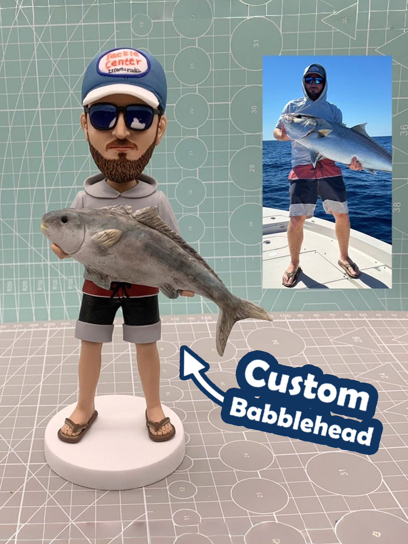 Custom Fishing Expert Figurine, Fisherman Statue Figurine